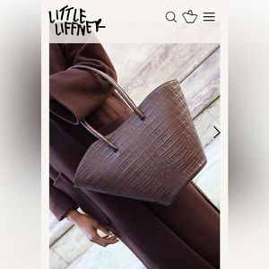 Little Liffner Walnut Brown Croc Leather Tall Tulip Tote